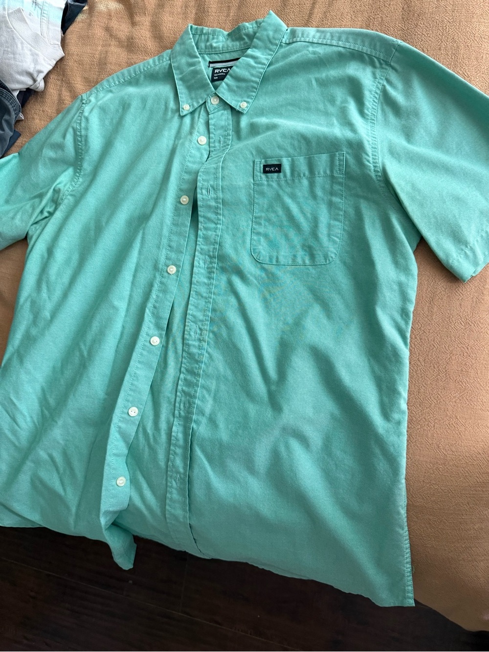 RVCA Men’s Button-Down Shirt in Mint Green